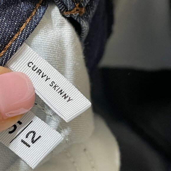 Loft Women's Jeans Curvy Skinny Raw Hem Mid Rise Dark Wash Size 12 - Picture 5 of 6
